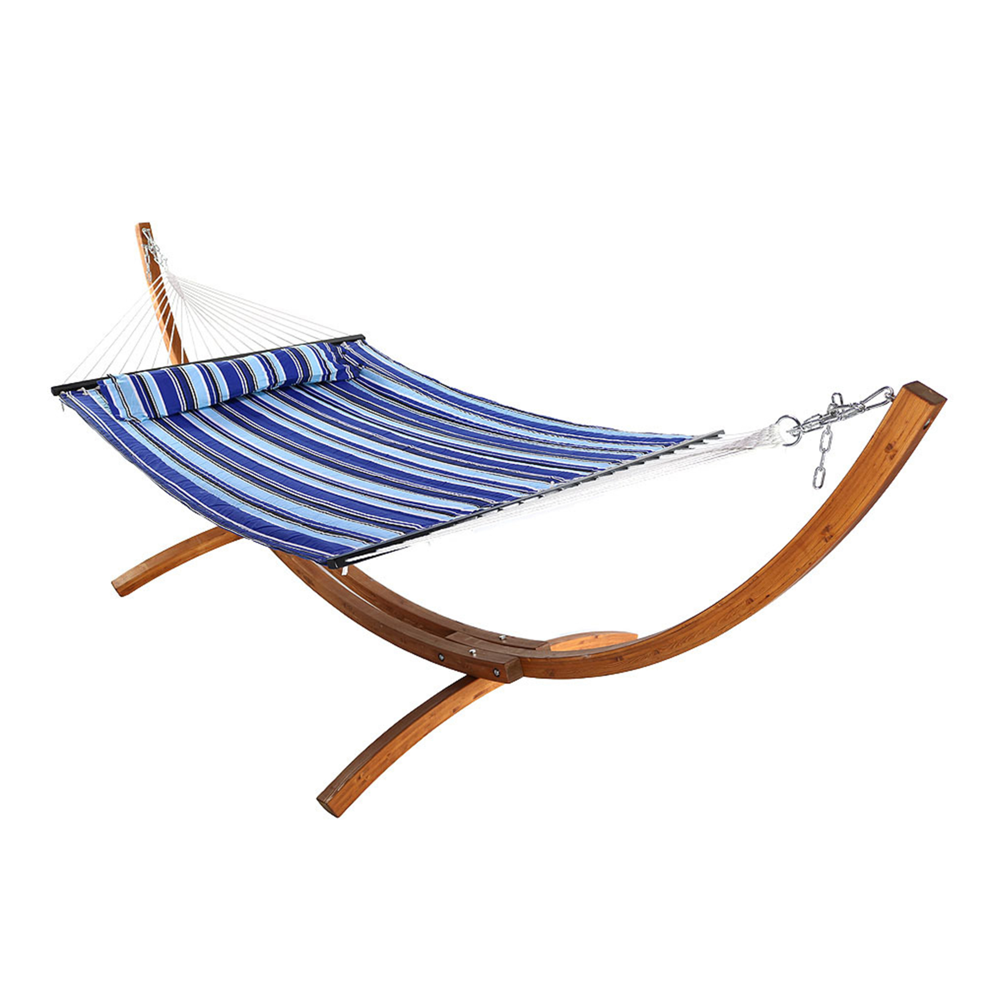 Sunnydaze Decor, Quilted Hammock with 12ft. Stand - Catalina Beach, Color Blue, Capacity 400 lb, Material Polyester, Model# QFHCB-12WHS-COMBO